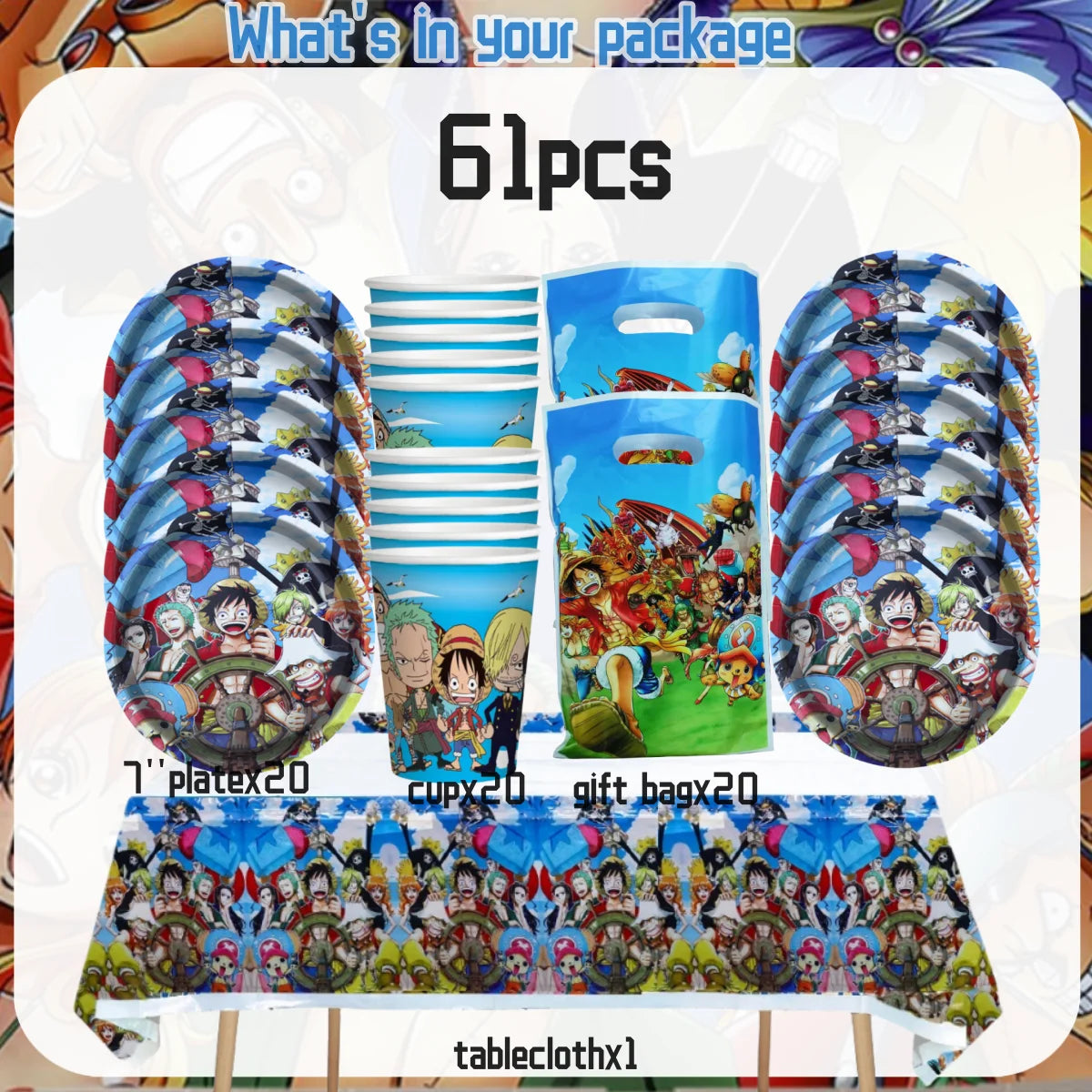 One Piece Birthday Party Set - Luffy Disposable Tableware  Candy Box for Kids - ZOOMNSTORE