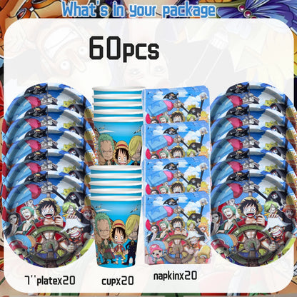 One Piece Birthday Party Set - Luffy Disposable Tableware  Candy Box for Kids - ZOOMNSTORE