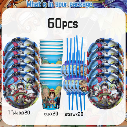 One Piece Birthday Party Set - Luffy Disposable Tableware  Candy Box for Kids - ZOOMNSTORE