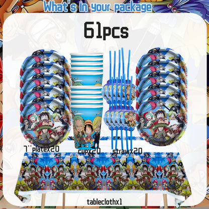 One Piece Birthday Party Set - Luffy Disposable Tableware  Candy Box for Kids - ZOOMNSTORE