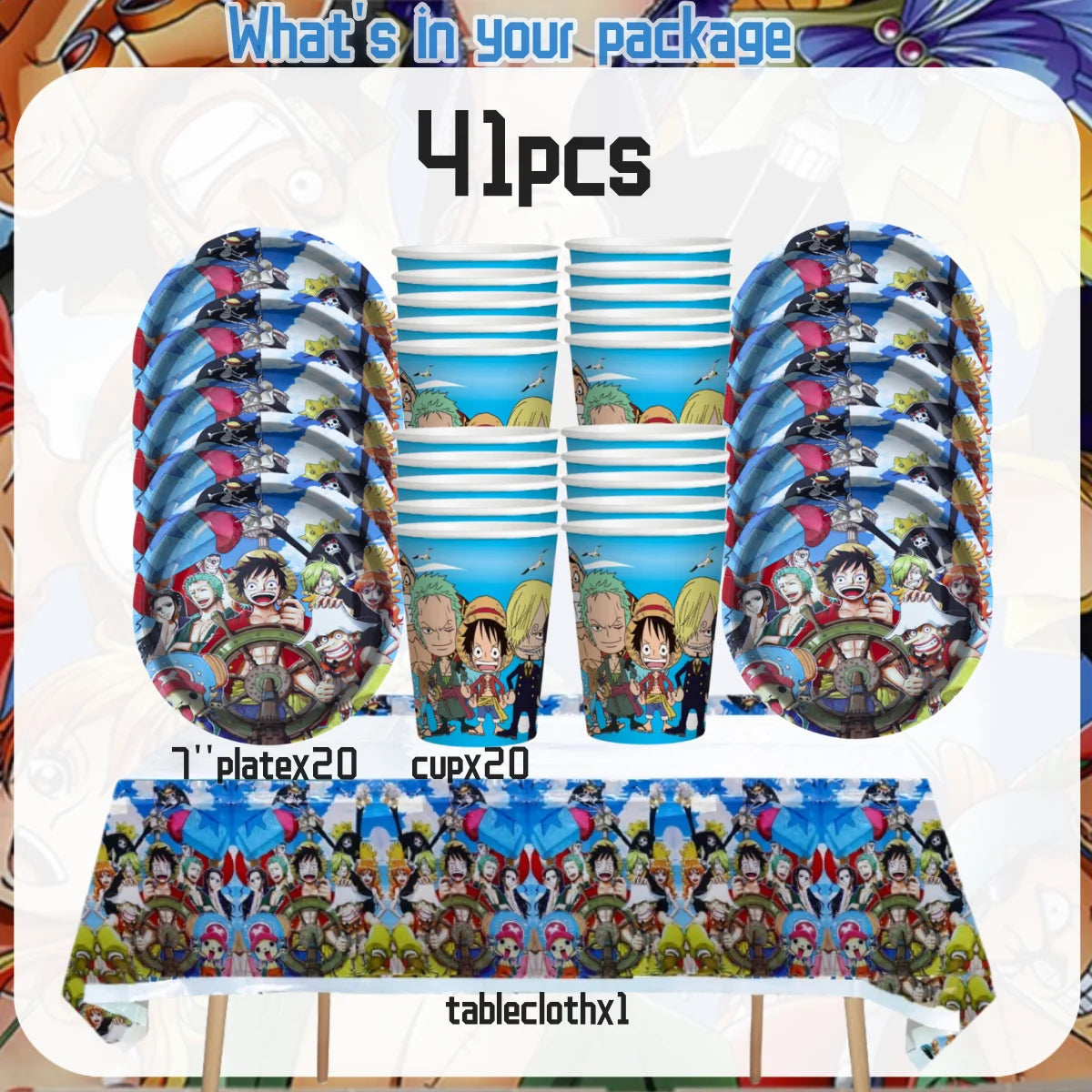 One Piece Birthday Party Set - Luffy Disposable Tableware  Candy Box for Kids - ZOOMNSTORE