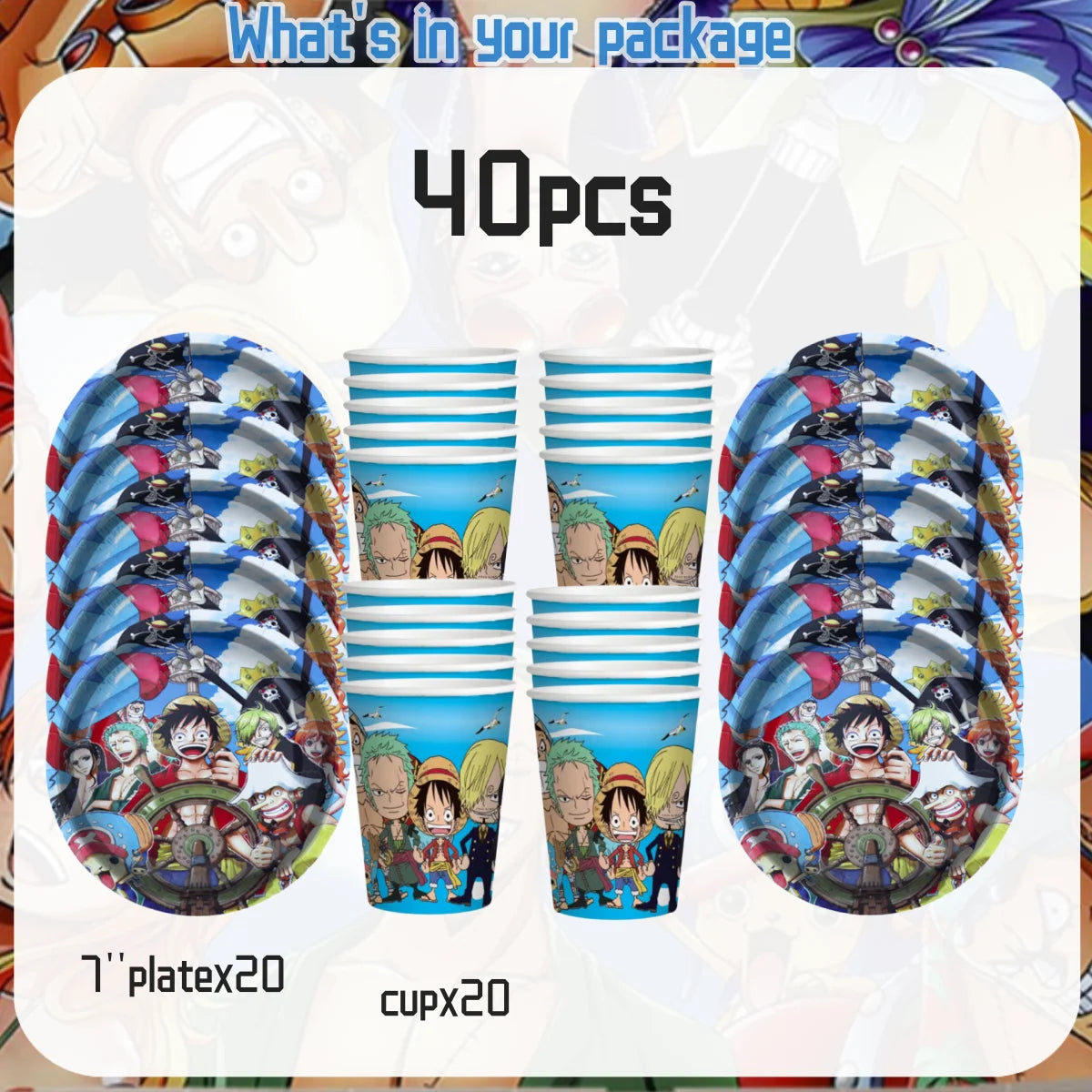One Piece Birthday Party Set - Luffy Disposable Tableware  Candy Box for Kids - ZOOMNSTORE