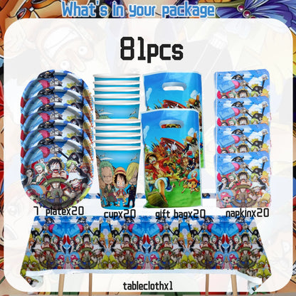 One Piece Birthday Party Set - Luffy Disposable Tableware  Candy Box for Kids - ZOOMNSTORE