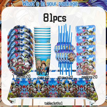 One Piece Birthday Party Set - Luffy Disposable Tableware  Candy Box for Kids - ZOOMNSTORE