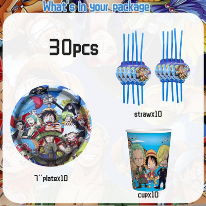 One Piece Birthday Party Set - Luffy Disposable Tableware  Candy Box for Kids - ZOOMNSTORE