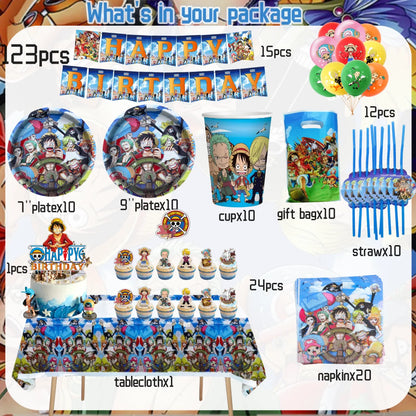 One Piece Birthday Party Set - Luffy Disposable Tableware  Candy Box for Kids - ZOOMNSTORE