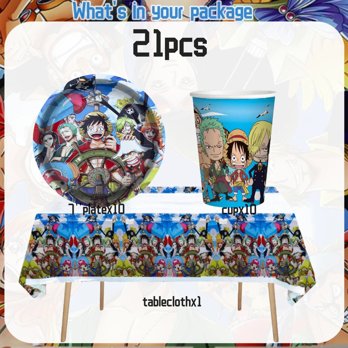 One Piece Birthday Party Set - Luffy Disposable Tableware  Candy Box for Kids - ZOOMNSTORE