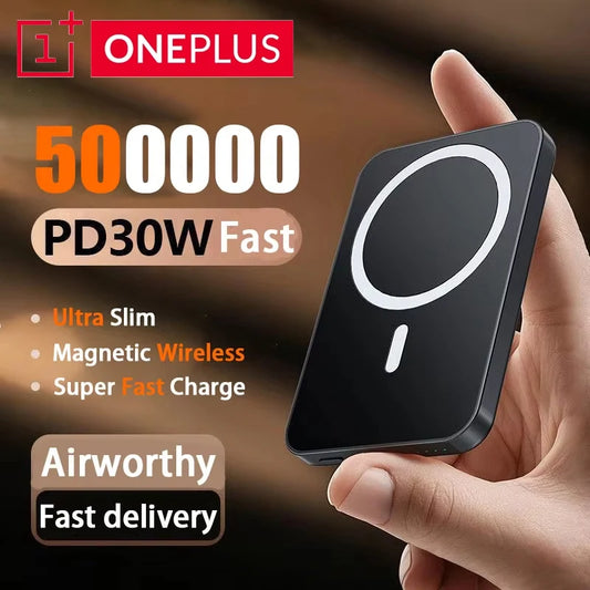 OnePlus 50000mAh Magnetic Power Bank Magnet Wireless Ultra Slim Fast Charge Auxiliary Battery Charging For IPhone Samsung Xiaomi - ZOOMNSTORE