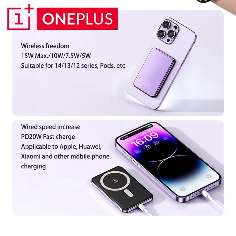 OnePlus 50000mAh Magnetic Power Bank Magnet Wireless Ultra Slim Fast Charge Auxiliary Battery Charging For IPhone Samsung Xiaomi - ZOOMNSTORE