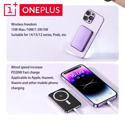 OnePlus 50000mAh Magnetic Power Bank Magnet Wireless Ultra Slim Fast Charge Auxiliary Battery Charging For IPhone Samsung Xiaomi - ZOOMNSTORE
