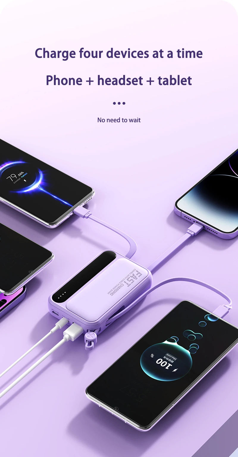 Oneplus Power Bank 50000mAh Large Capacity 4 In1 Built in Cables Intelligent Digital Display Light Portable Battery For Samsung - ZOOMNSTORE