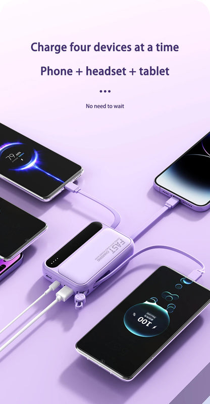 Oneplus Power Bank 50000mAh Large Capacity 4 In1 Built in Cables Intelligent Digital Display Light Portable Battery For Samsung - ZOOMNSTORE