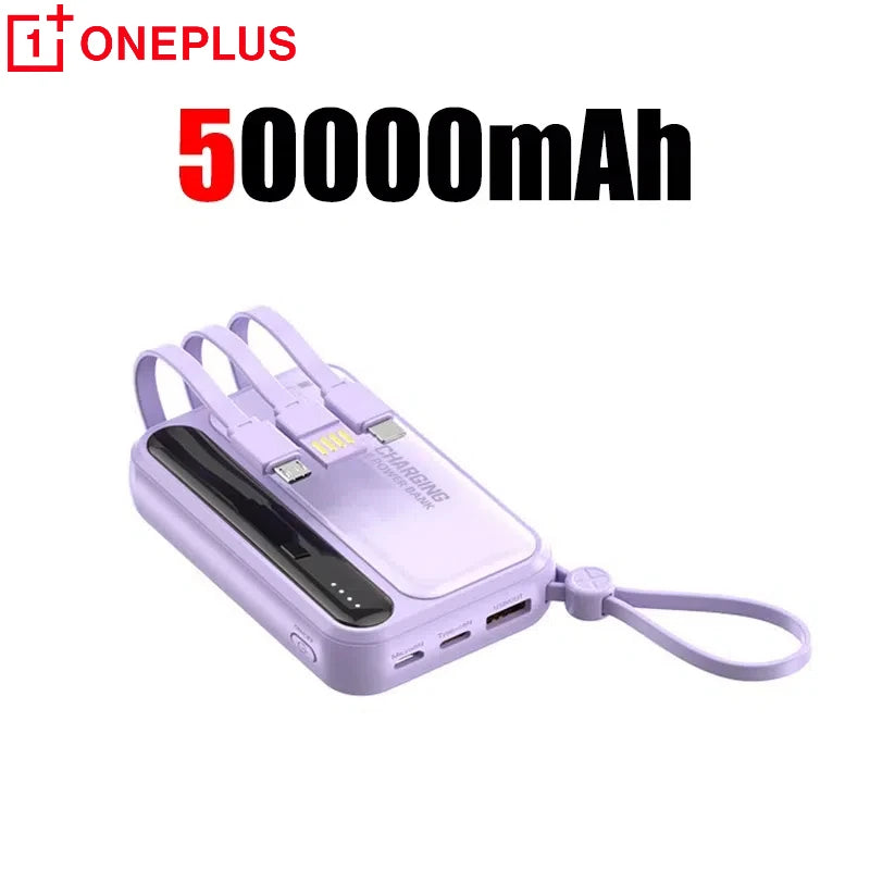 Oneplus Power Bank 50000mAh Large Capacity 4 In1 Built in Cables Intelligent Digital Display Light Portable Battery For Samsung - ZOOMNSTORE