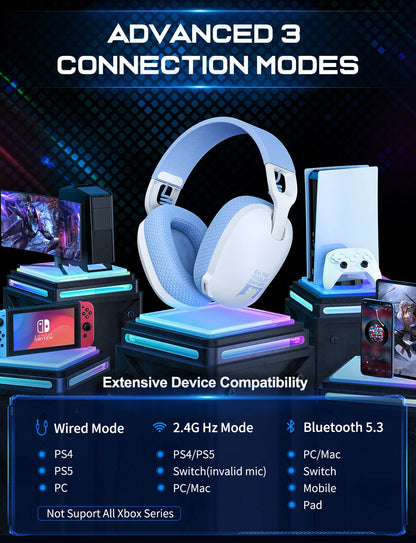 Onikuma Gaming Headset for PS5, PS4, PC, 2.4GHz USB Gaming Headphones with Mic, Ergonomic Design 5.3 Bluetooth Headphones - ZOOMNSTORE