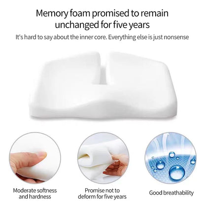Orthopedic Memory Foam Cushion | Sciatica Pain Relief with Non Slip Coccyx Pressure Seat Pad - ZOOMNSTORE