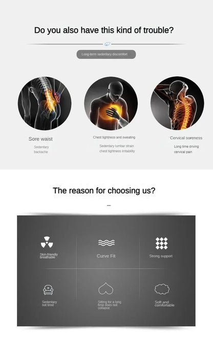 Orthopedic Memory Foam Cushion | Sciatica Pain Relief with Non Slip Coccyx Pressure Seat Pad - ZOOMNSTORE