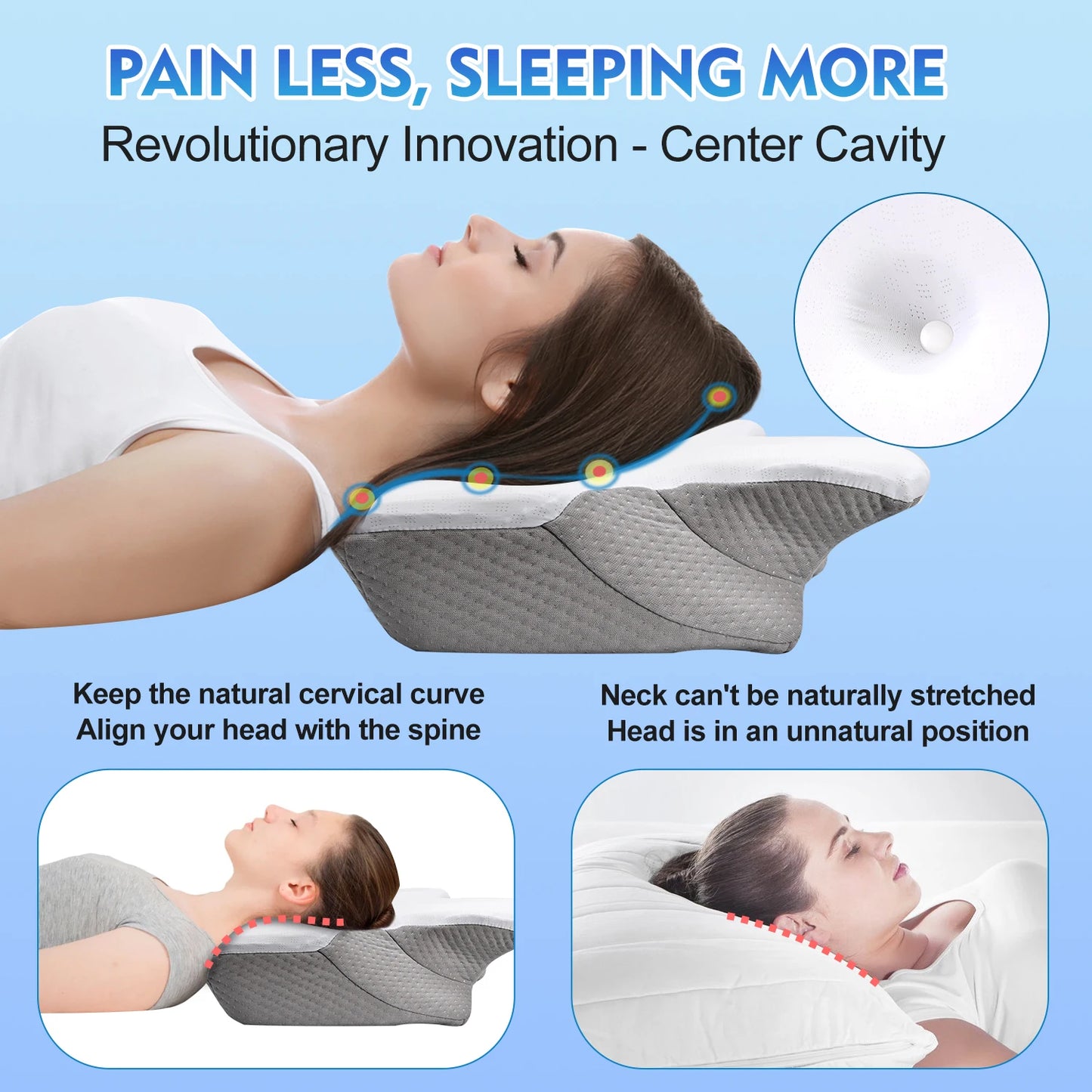 Orthopedic Neck Pillow – Memory Foam Cervical Support For Neck Pain Relief - ZOOMNSTORE