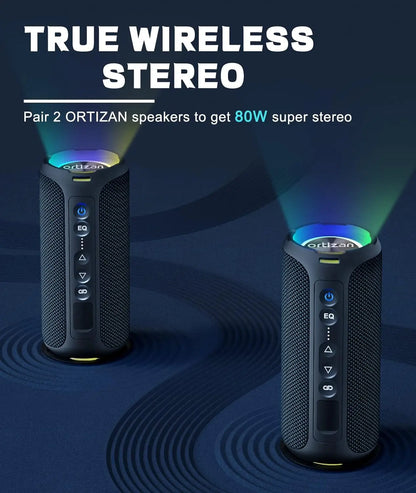 Ortizan X8 Pro Speaker - Portable Bluetooth Wireless Stereo Speaker with 40W Sound, IPX7 Waterproof - ZOOMNSTORE