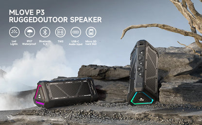 Outdoor Bluetooth Speaker - MLOVE P3 Portable Waterproof 40W Output Power with RGB Light - ZOOMNSTORE