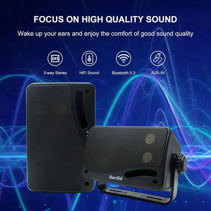 Outdoor Bluetooth Speakers - Waterproof 3 Way Speaker System, Durable Wall Mount - ZOOMNSTORE