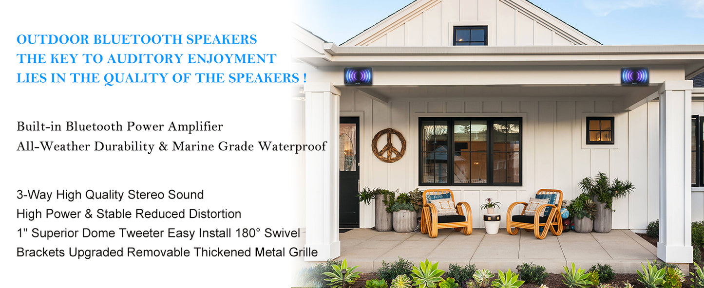 Outdoor Bluetooth Speakers - Waterproof 3 Way Speaker System, Durable Wall Mount - ZOOMNSTORE