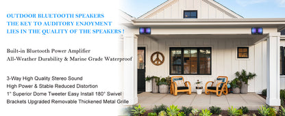 Outdoor Bluetooth Speakers - Waterproof 3 Way Speaker System, Durable Wall Mount - ZOOMNSTORE