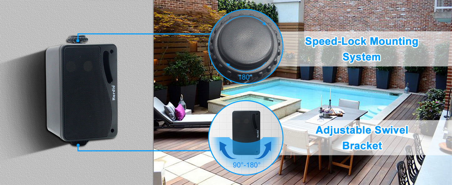 Outdoor Bluetooth Speakers - Waterproof 3 Way Speaker System, Durable Wall Mount - ZOOMNSTORE
