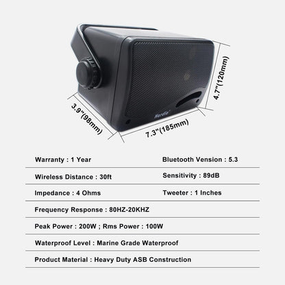 Outdoor Bluetooth Speakers - Waterproof 3 Way Speaker System, Durable Wall Mount - ZOOMNSTORE