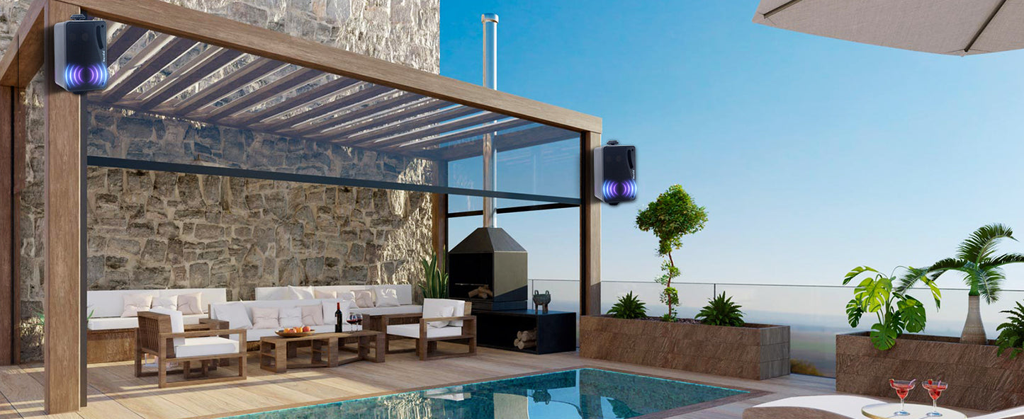 Outdoor Bluetooth Speakers - Waterproof 3 Way Speaker System, Durable Wall Mount - ZOOMNSTORE