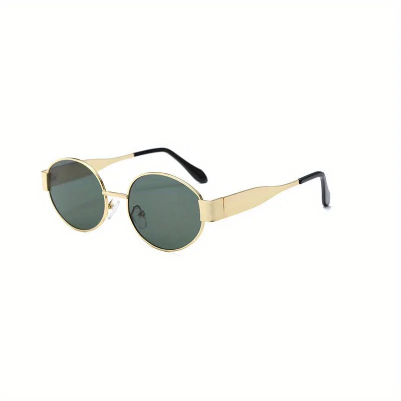 Oval Sunglasses - Metal Frame Classic Shades for Women Men | Trendy Eyewear - ZOOMNSTORE