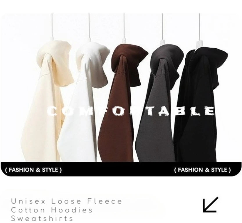 Oversize Casual Hoodie - Unisex Cotton Fleece Pullover With Full Sleeve, Loose Fit - ZOOMNSTORE