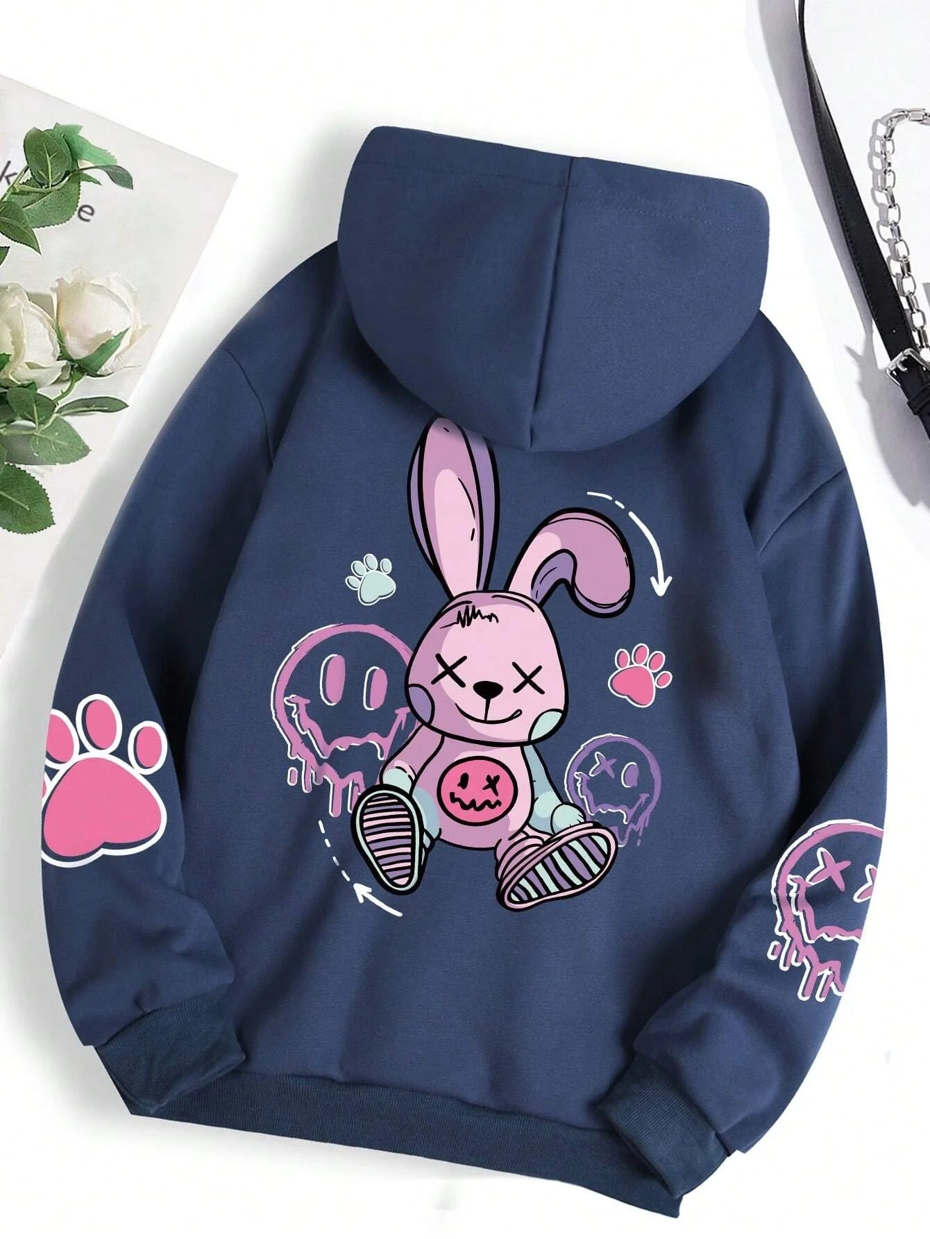 Oversized Hip Hop Hoodie - Casual Printed Fleece Sweatshirt for Women - ZOOMNSTORE