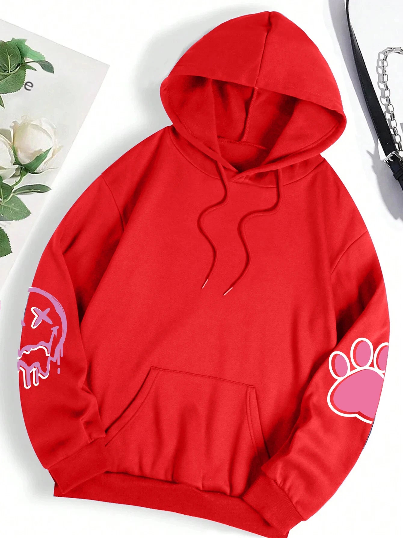 Oversized Hip Hop Hoodie - Casual Printed Fleece Sweatshirt for Women - ZOOMNSTORE