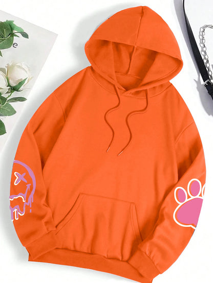 Oversized Hip Hop Hoodie - Casual Printed Fleece Sweatshirt for Women - ZOOMNSTORE