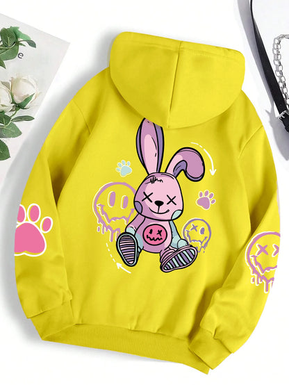 Oversized Hip Hop Hoodie - Casual Printed Fleece Sweatshirt for Women - ZOOMNSTORE