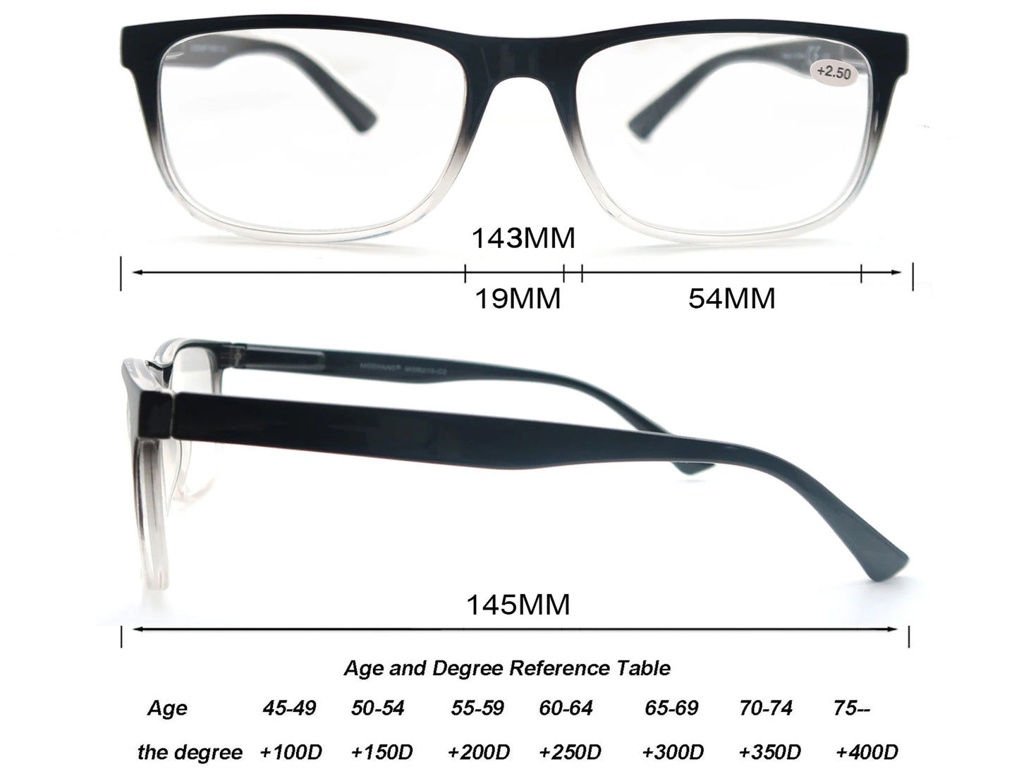Oversized Reading Glasses - Wide Square Eyeglasses With Spring Hinge For Men & Women - ZOOMNSTORE