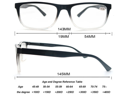 Oversized Reading Glasses - Wide Square Eyeglasses With Spring Hinge For Men & Women - ZOOMNSTORE