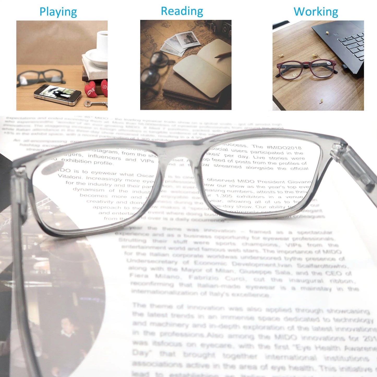 Oversized Reading Glasses - Wide Square Eyeglasses With Spring Hinge For Men & Women - ZOOMNSTORE