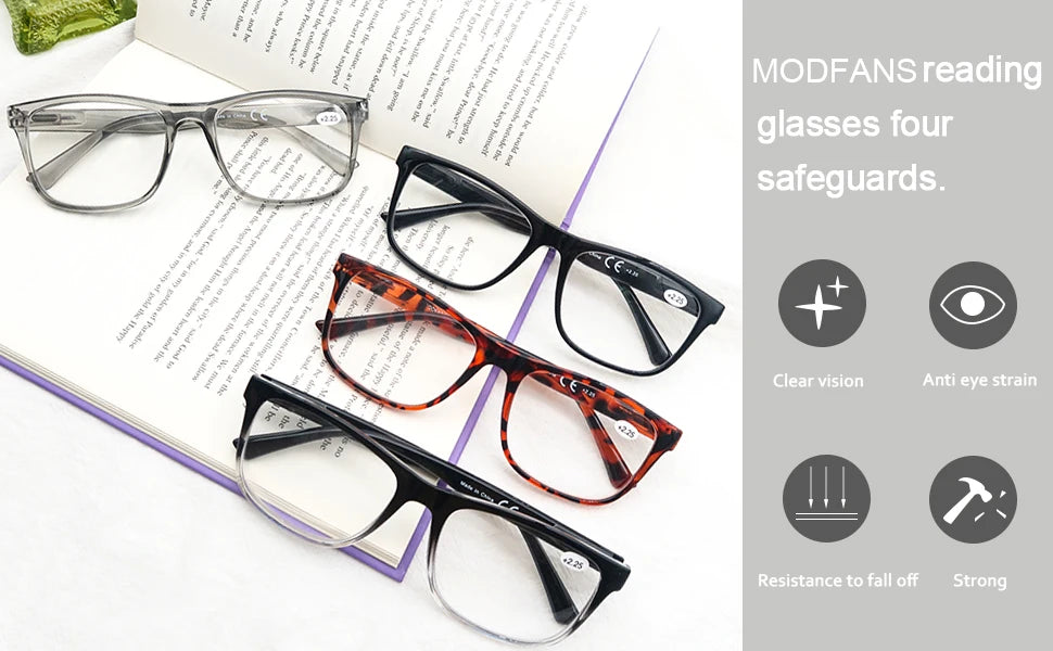 Oversized Reading Glasses - Wide Square Eyeglasses With Spring Hinge For Men & Women - ZOOMNSTORE