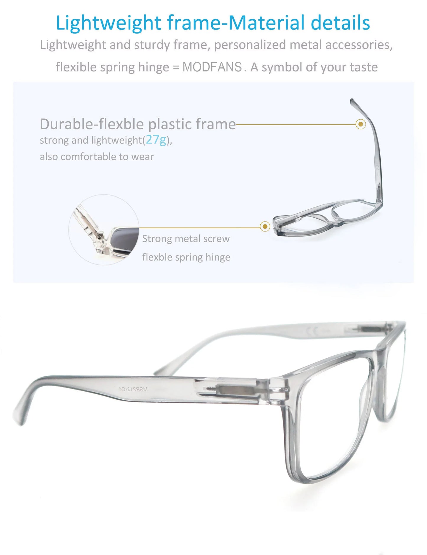 Oversized Reading Glasses - Wide Square Eyeglasses With Spring Hinge For Men & Women - ZOOMNSTORE