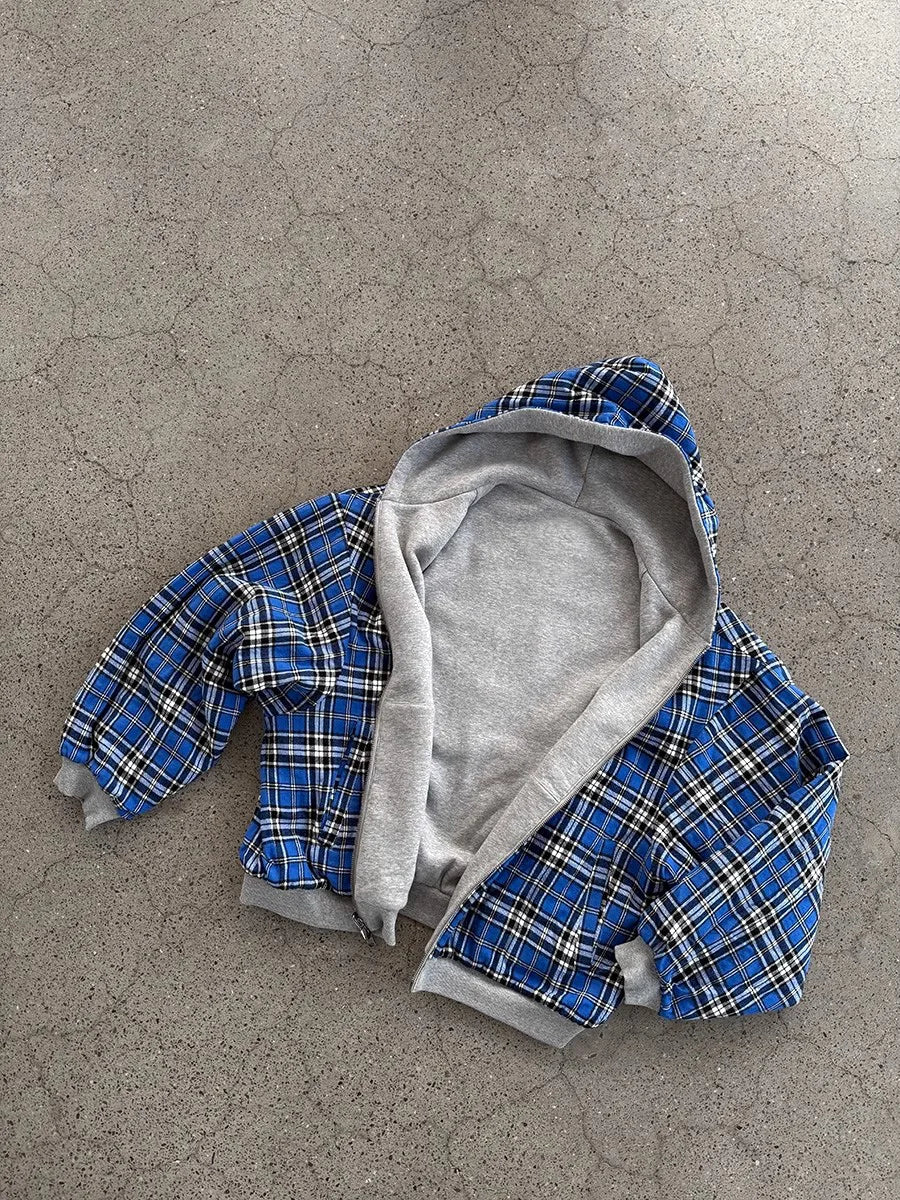 Mauroicardi Spring Oversized Reversible Hoodies Men Luxury Designer Clothing Hoodie with Plaid Lining Sweatshirt Streetwear 2025 - ZOOMNSTORE