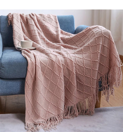 Green Oversized Knitted Throw Blanket - Soft Textured Decorative Couch Blanket - ZOOMNSTORE