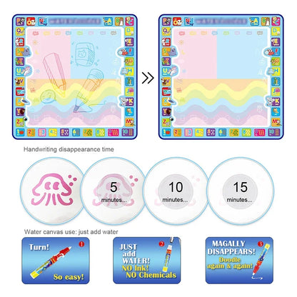 Oversized Water Canvas Pens - Montessori Learning Drawing Blanket for Kids - ZOOMNSTORE