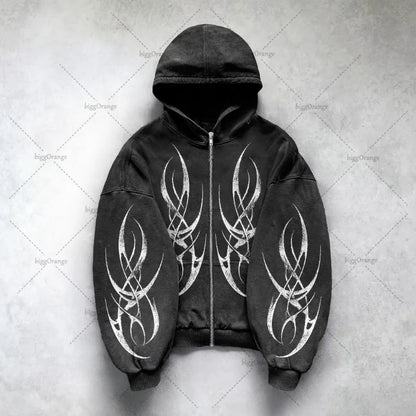 Gothic Punk Oversized Sweatshirt - Harajuku Y2K Streetwear Hoodie - ZOOMNSTORE