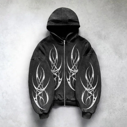 Gothic Punk Oversized Sweatshirt - Harajuku Y2K Streetwear Hoodie - ZOOMNSTORE