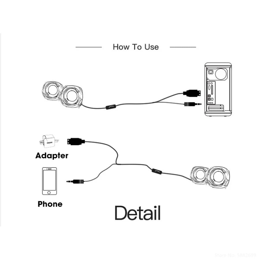 PC Speaker - Portable USB Powered Speakers | Mini Desktop Speaker With Adjustable Volume - ZOOMNSTORE