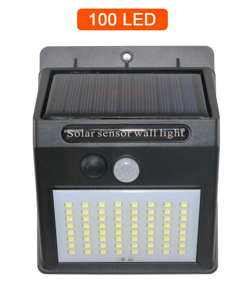 PIR Motion Sensor 100LED Sunlight control 3 sided Solar Energy Street light Yard Path Home Garden Solar Power lamp Wall Light - ZOOMNSTORE