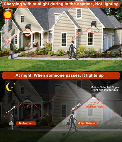 PIR Motion Sensor 100LED Sunlight control 3 sided Solar Energy Street light Yard Path Home Garden Solar Power lamp Wall Light - ZOOMNSTORE