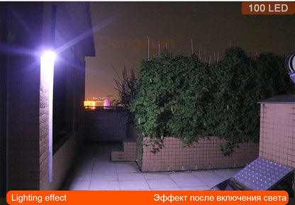 PIR Motion Sensor 100LED Sunlight control 3 sided Solar Energy Street light Yard Path Home Garden Solar Power lamp Wall Light - ZOOMNSTORE