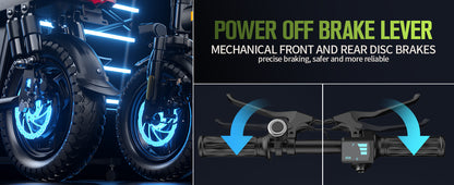 UPlee GE5 48V 15AH Battery EBike 30+MPH 250W Folding Electric Bike 30 Miles Max Range Electric Bike for Adults 14" Fat Tire